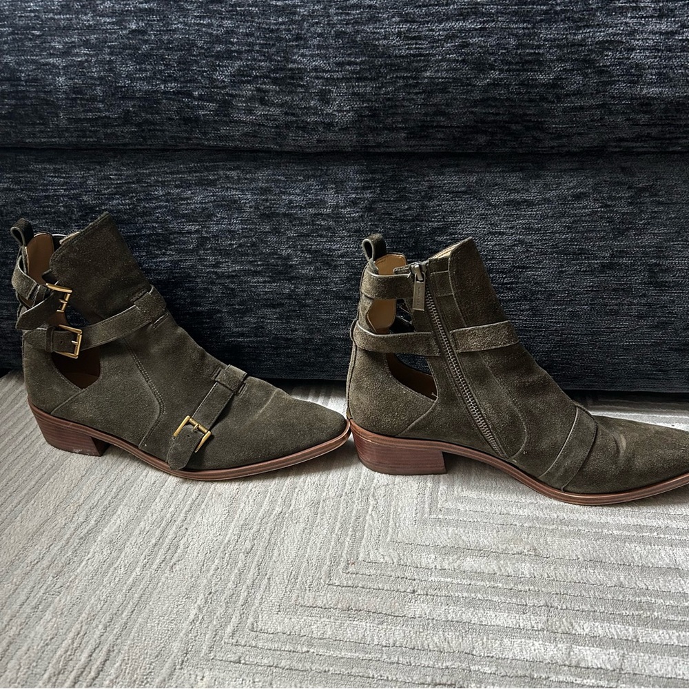 Michael Kors Dark Green Ankle Booties with Buckles - Picture 3 of 8